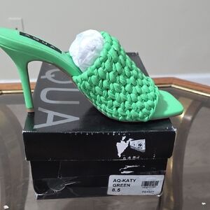 Aqua Vibrant Green Woven Heels
